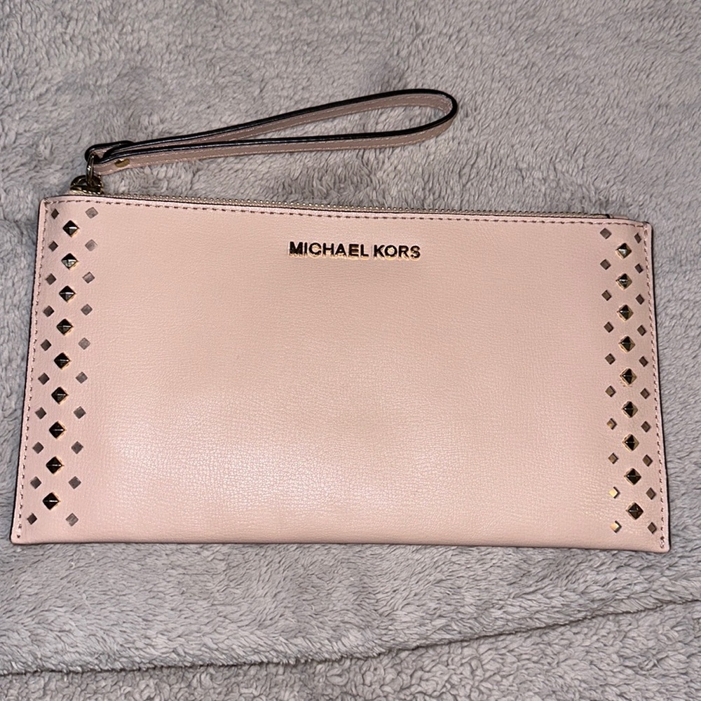 Michael Kors pink studded wristlet